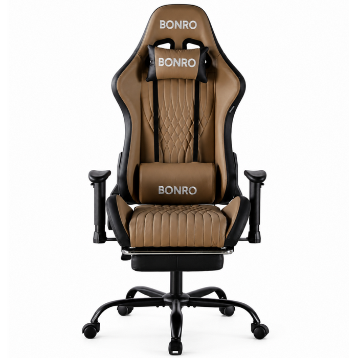 Геймерське крісло з підставкою для ніг Bonro 1002G-1 коричневе (42401211)
