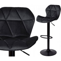 Барний стілець зі спинкою Bonro B-087 велюр чорне з чорною основою (42400408)
