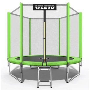 Батут детский с сеткой и стремянкой 312 см Atleto зеленый (42400473)