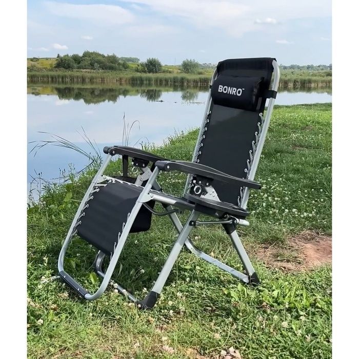 Шезлонги комплект 2шт Bonro BG-006 черный + карман (42400974)