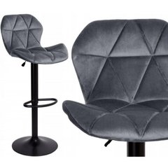 Барный стул со спинкой Bonro BN-087 велюр серый (черное основание) (42400413)