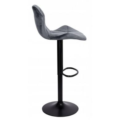 Барний стілець зі спинкою Bonro BN-087 велюр сірий (чорна основа) (42400413)