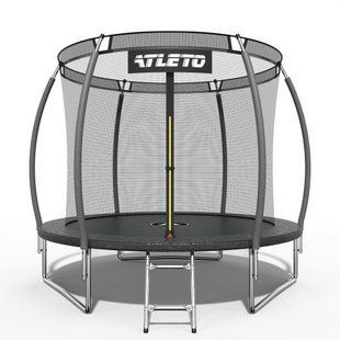 Батут дитячий 312 см з внутрішньою сіткою та драбинкою Atleto чорний (42400470)