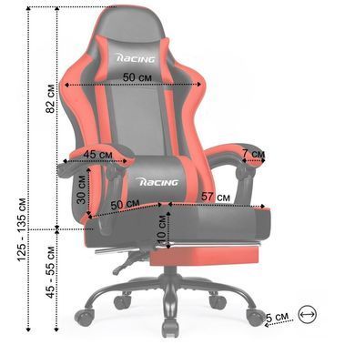 Кресло офисное с подставкой для ног Bonro Racing B-059 красное (42412136)