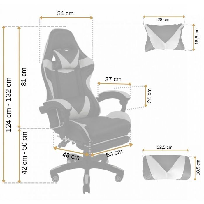 Крісло геймерське Bonro B-810 сіре з підставкою для ніг (42300101)
