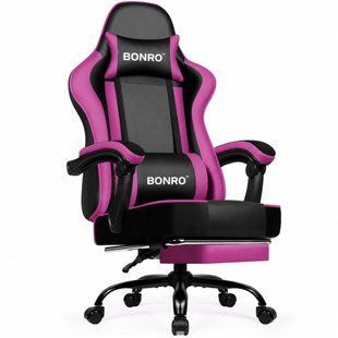 Крісло офісне з підставкою для ніг Bonro B-059 фіолетове (42412135)