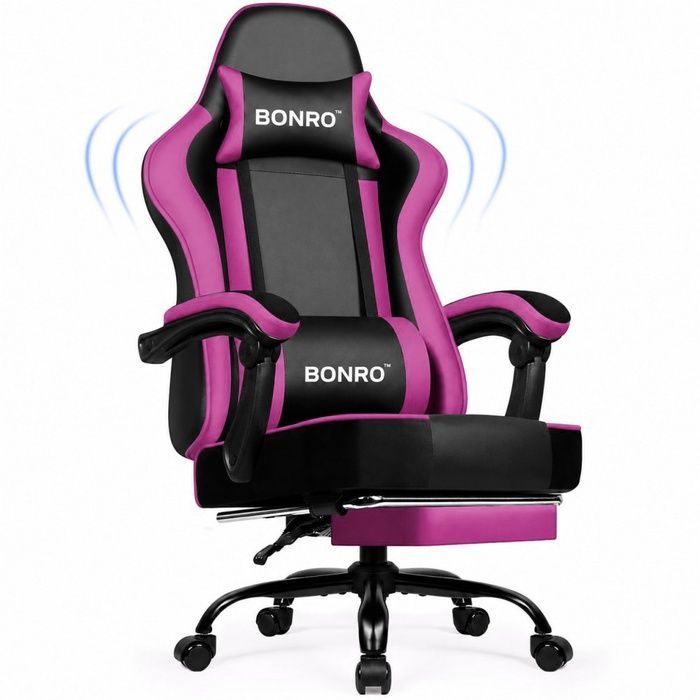 Кресло офисное с подставкой для ног Bonro B-059 фиолетовое (42412135)