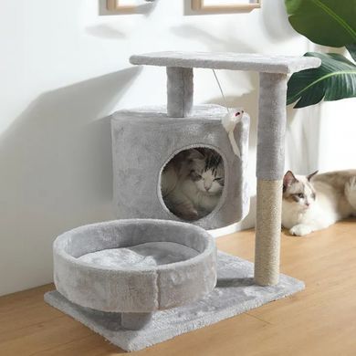 Когтеточка-домик деревянный 61 см Bonro B-29 для кошек серая (42400977)