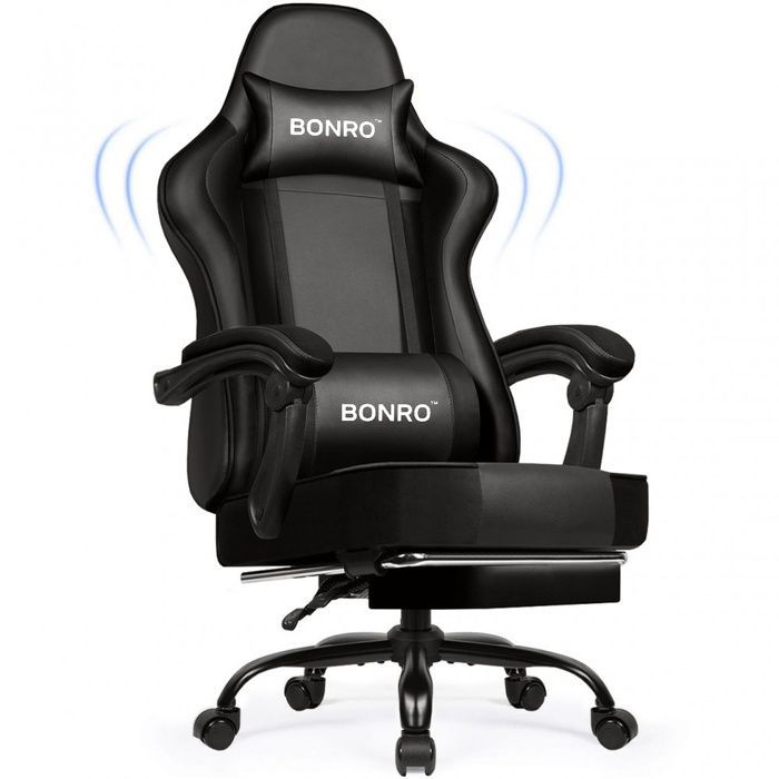 Крісло офісне з підставкою для ніг Bonro B-059 чорне (42412137)