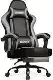Крісло офісне з підставкою для ніг Bonro B-059 сіре (42412134)