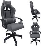 Кресло геймерское из ткани Bonro B-944 серое + 2 подушки (42401104)