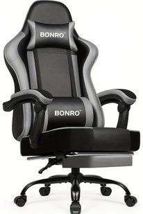 Крісло офісне з підставкою для ніг Bonro B-059 сіре (42412134)