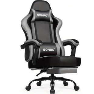 Крісло офісне з підставкою для ніг Bonro B-059 сіре (42412134)