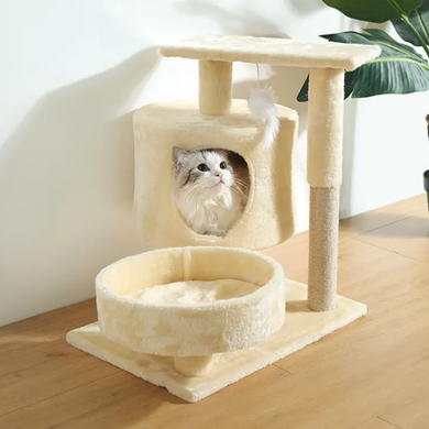 Когтеточка-домик деревянный 61 см Bonro B-29 для кошек бежевая (42400978)