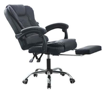 Крісло офісне на колесах Bonro BN-6071 чорне з піставкою для ніг (42400292)