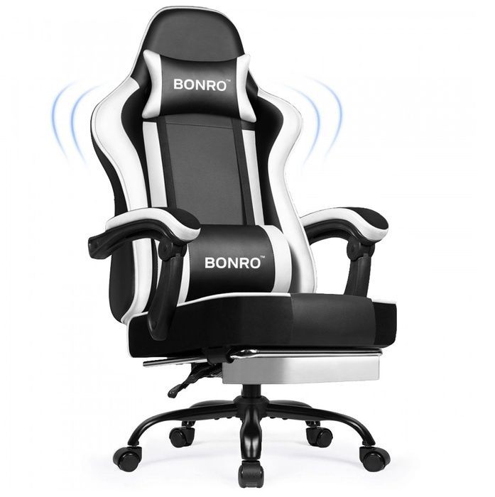 Кресло офисное с подставкой для ног Bonro B-059 белое (42412131)