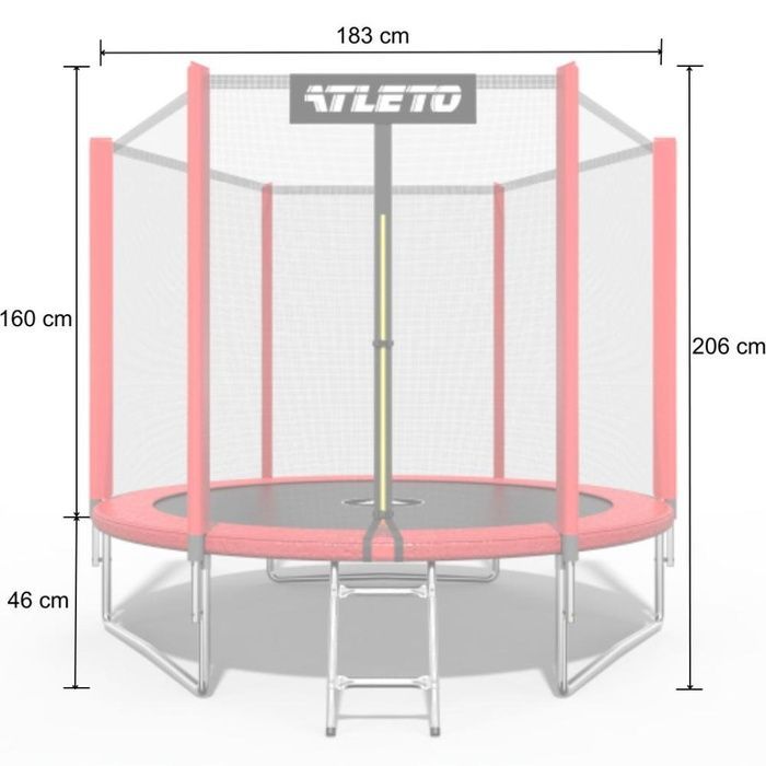 Батут дитячий з сіткою та драбинкою 183 см Atleto червоний (42400497)