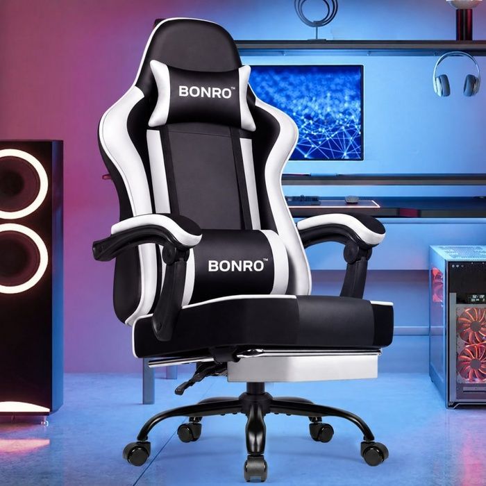 Кресло офисное с подставкой для ног Bonro B-059 белое (42412131)