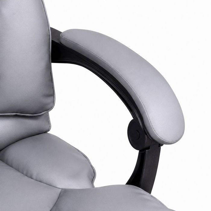 Офисное кресло из экокожи Bonro Premium с подставкой для ног серое (B-366) (42401230)