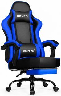 Крісло офісне з підставкою для ніг Bonro B-059 синє (42412133)