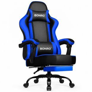 Крісло офісне з підставкою для ніг Bonro B-059 синє (42412133)