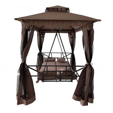 Качели для сада с навесом, подушками и москитной сеткой Bonro B-002 коричневая (42401028)