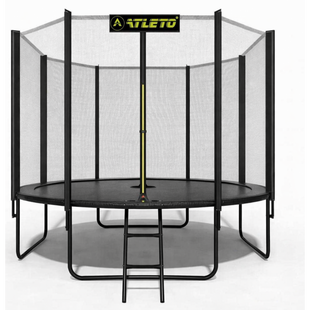 Батут с сеткой и стремянкой 374 см Atleto Black (42401178)