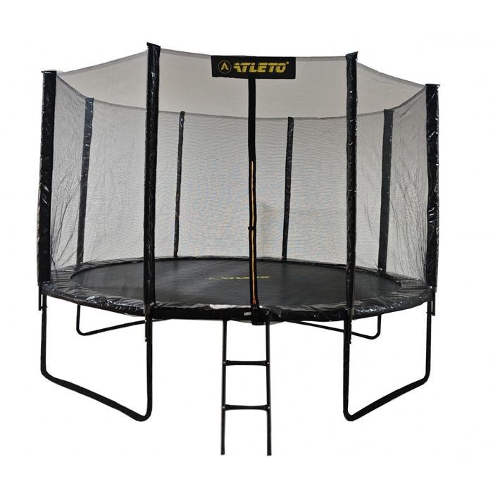Батут с сеткой и стремянкой 374 см Atleto Black (42401178)