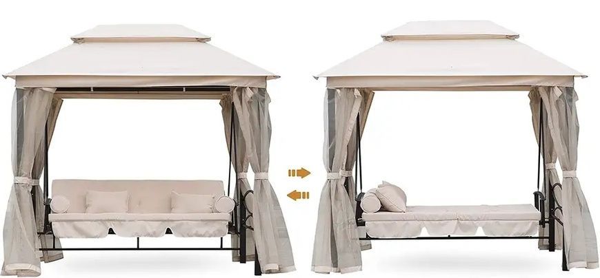 Качеля садова з москитною сіткою Bonro JD3060 бежева (80000026)