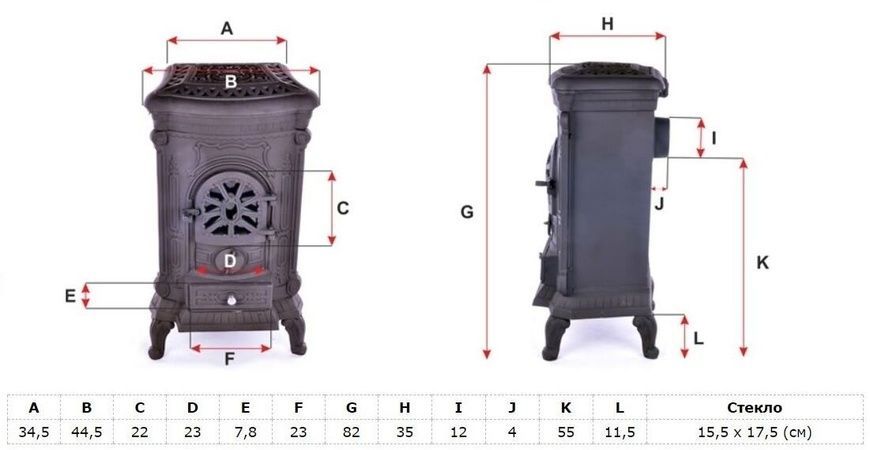 Печь камин чугунная Bonro Black двойная стенка 9 кВт (30000001)