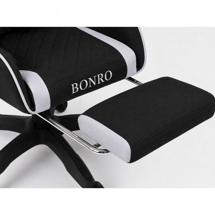 Компьютерное кресло из ткани Bonro Core B-702 с подставкой для ног черно-серое (42401240)