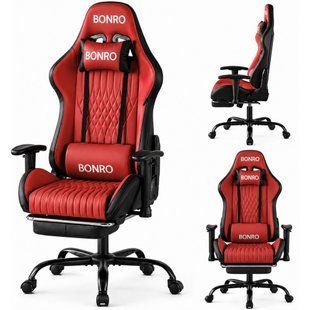 Геймерское кресло с подставкой для ног Bonro 1002G-1 красное (42401213)