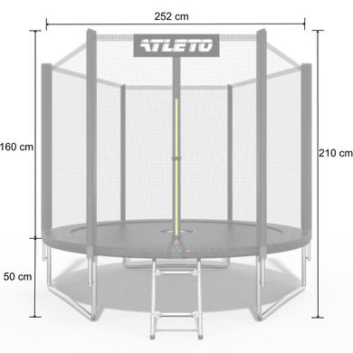 Батут дитячий з сіткою та драбинкою 252 см Atleto чорний (42400443)