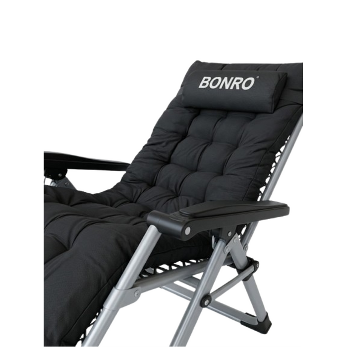 Шезлонг кресло садовый, туристический Bonro B-04 черный + подушка (42401166)