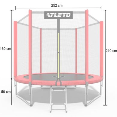 Батут дитячий з сіткою та драбинкою 252 см Atleto червоний (42400445)