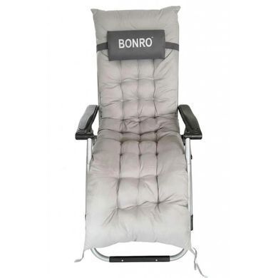 Шезлонг крісло садовий, туристичний Bonro B-03 сірий + подушка (42401165)