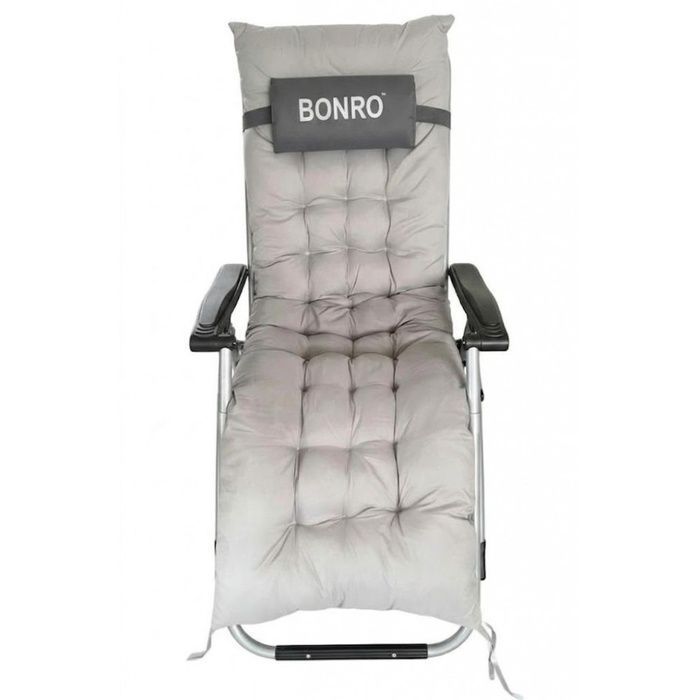 Шезлонг крісло садовий, туристичний Bonro B-03 сірий + подушка (42401165)