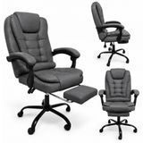 Компьютерное кресло из ткани Bonro Comfort с подставкой для ног серое (B-363) (42401259)