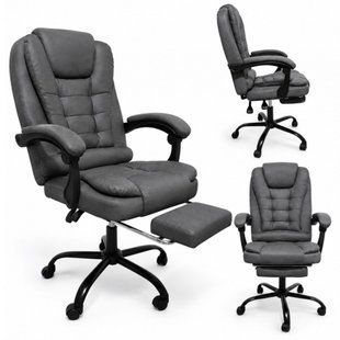 Компьютерное кресло из ткани Bonro Comfort с подставкой для ног серое (B-363) (42401259)