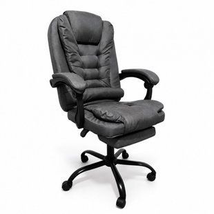 Компьютерное кресло из ткани Bonro Comfort с подставкой для ног серое (B-363) (42401259)