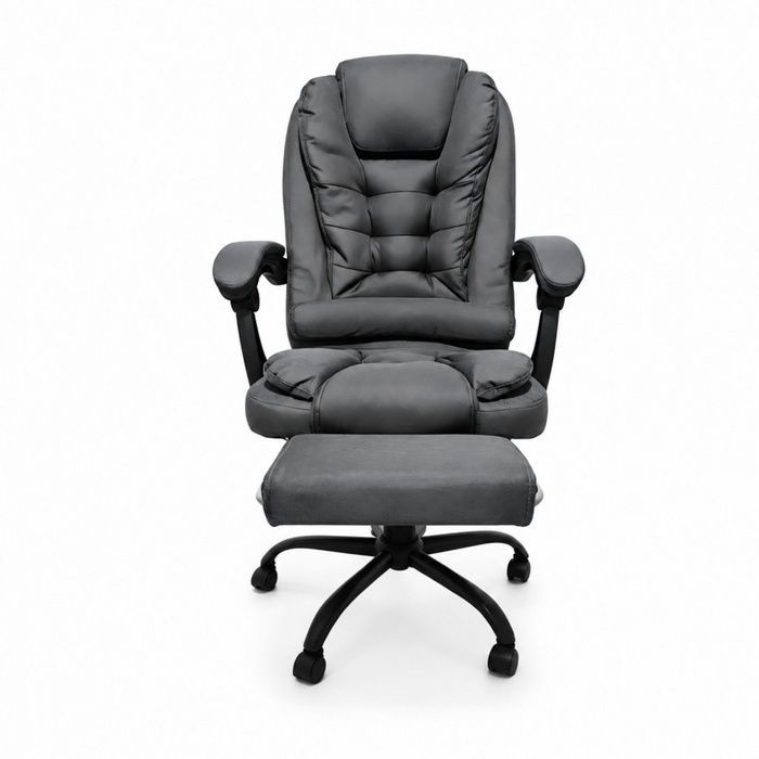 Компьютерное кресло из ткани Bonro Comfort с подставкой для ног серое (B-363) (42401259)