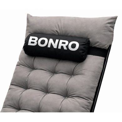 Шезлонг лежак з подушкою та підстаканником Bonro B-06 сірий 120 кг (42401195)