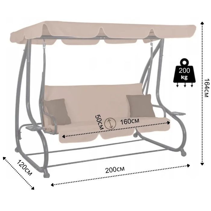 Гойдалка садовая Bonro Garden BW-002 коричневая 3 местная (42400948)