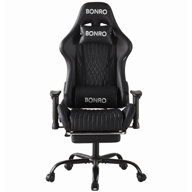 Геймерское кресло с подставкой для ног Bonro 1002G-1 черное (42401214)