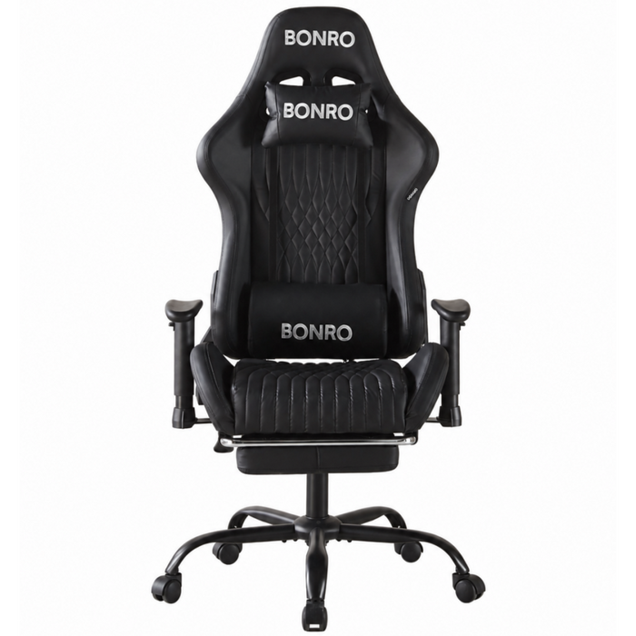 Геймерское кресло с подставкой для ног Bonro 1002G-1 черное (42401214)
