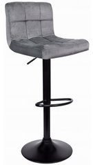 Барный стул со спинкой Bonro B-0106 велюр серый с черным основанием (42400305)