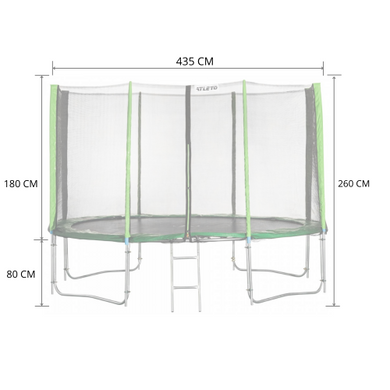 Батут Atleto 435 см з подвійними ногами з сіткою зелений (21000303)