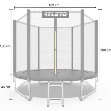 Батут детский с сеткой и стремянкой 183 см Atleto черный (42400455)