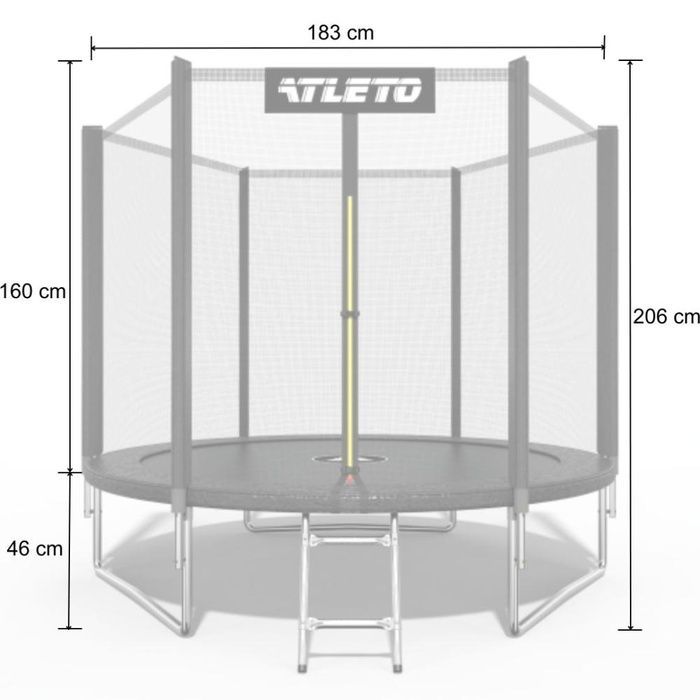 Батут дитячий з сіткою та драбинкою 183 см Atleto чорний (42400455)