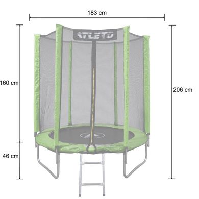 Батут дитячий з сіткою та драбинкою 183 см Atleto зелений (42400456)
